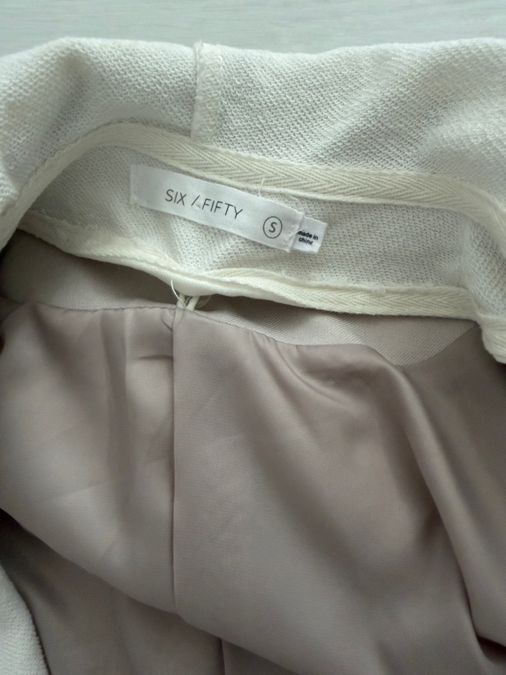 Women's Six Fifty Neutral Beige Blazer with Removable White Hoodie - Picture 3 of 4